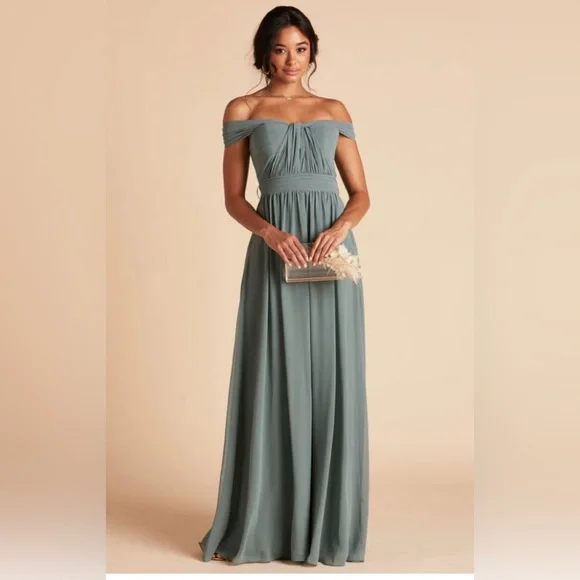 Birdy Grey GRACE CONVERTIBLE DRESS 
CHIFFON SEA GLASS LARGE NEW NWT BRIDESMAID - Picture 2 of 6